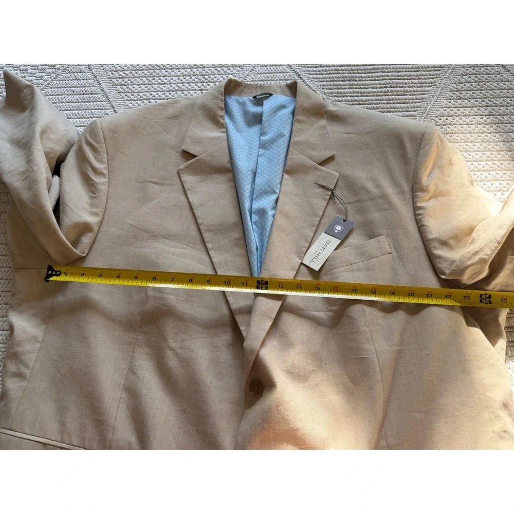 Oak Hill DXL Mens 3XL Blazer Sport Coat Flax Tan Two Button Notch Lapel NWT